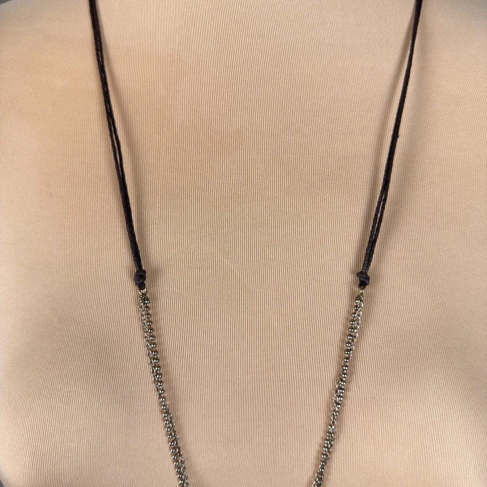 Boho Layered‎ Crescent Moon Pendant Necklace Bronze Tone Tassel Adjustable - Picture 4 of 6